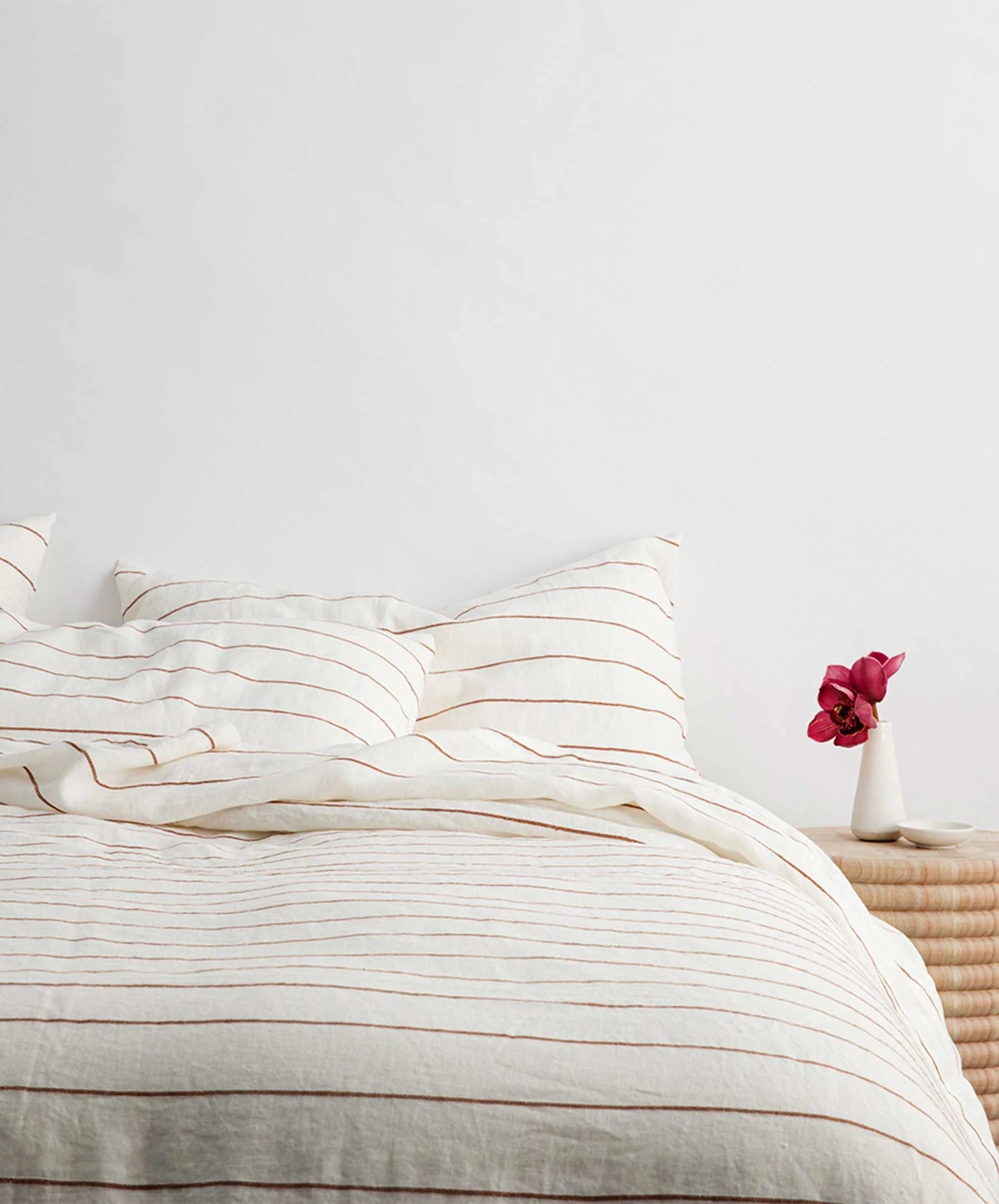 Cultiver - Linen Fitted Sheet - Cedar Stripe - King