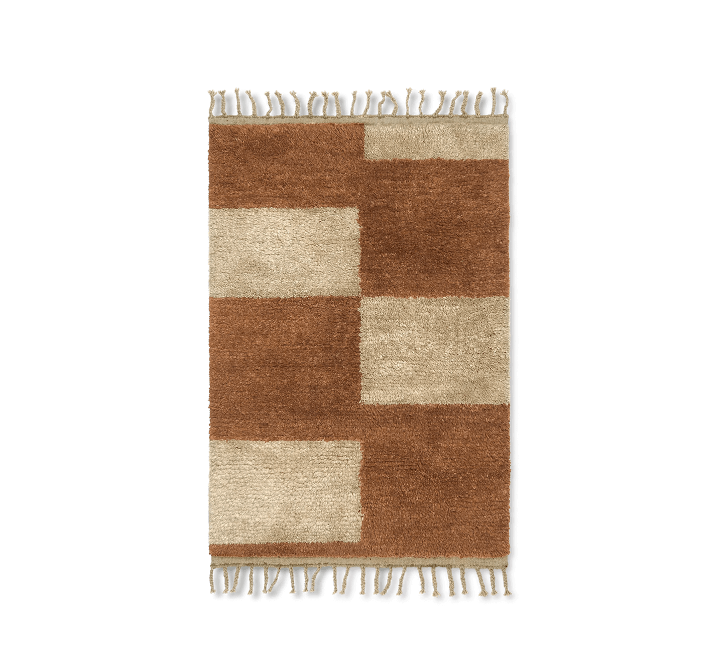 Ferm Living Mara Knotted Rug - Dark Brick/Off-White