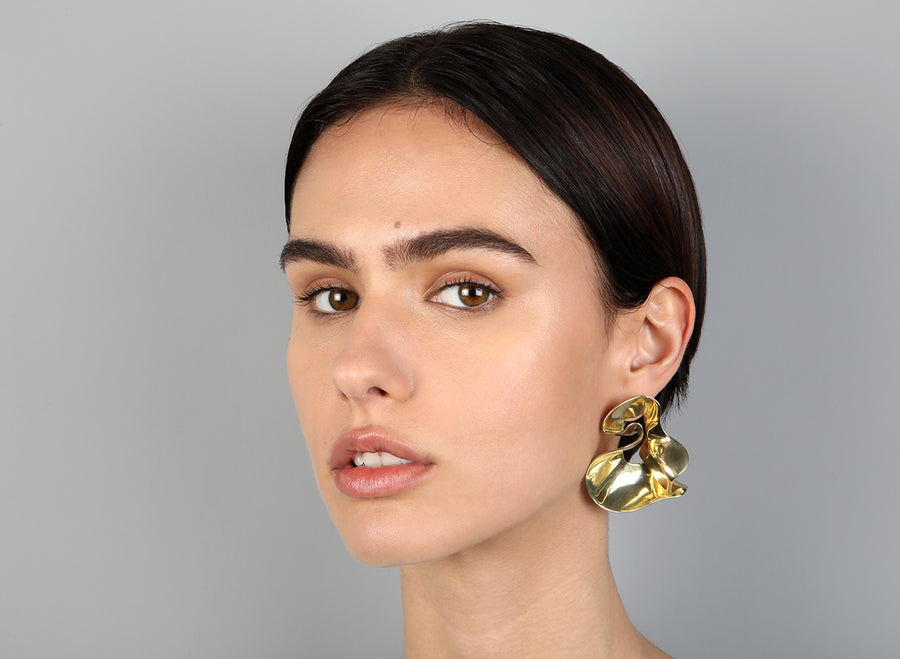 Dinosaur Design Accessories - WAVE EARRING - BRASS
