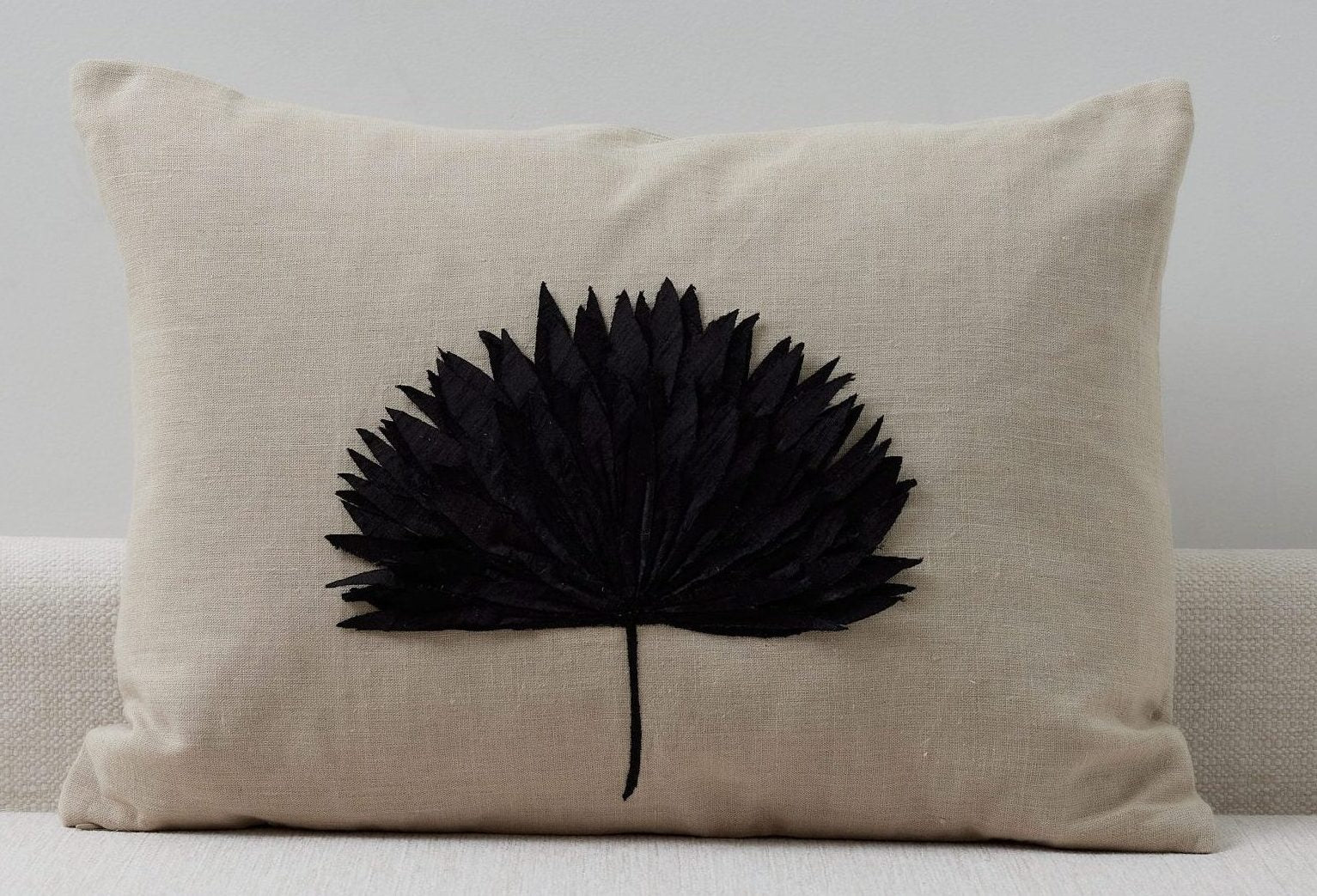 Maymura Black Silk Palm cushion cover