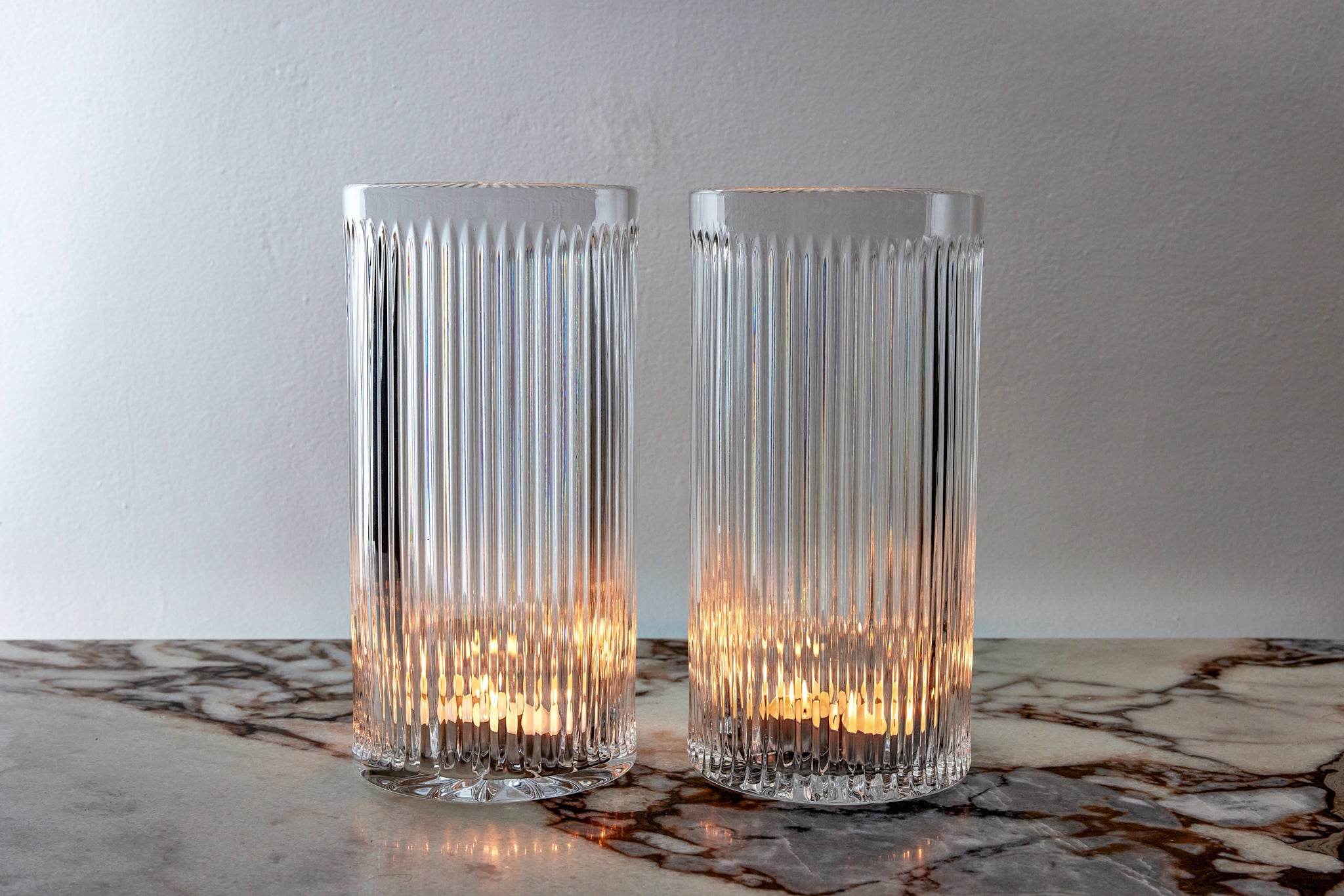 Crystal Hand Crafted Cut Vase/hurricane 23cm
