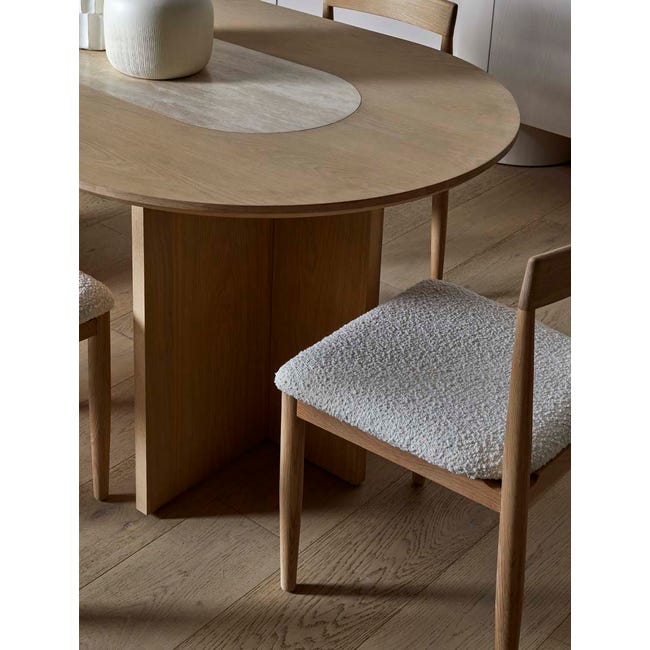 Tori Dining Chair - Frost Boucle - Light Oak