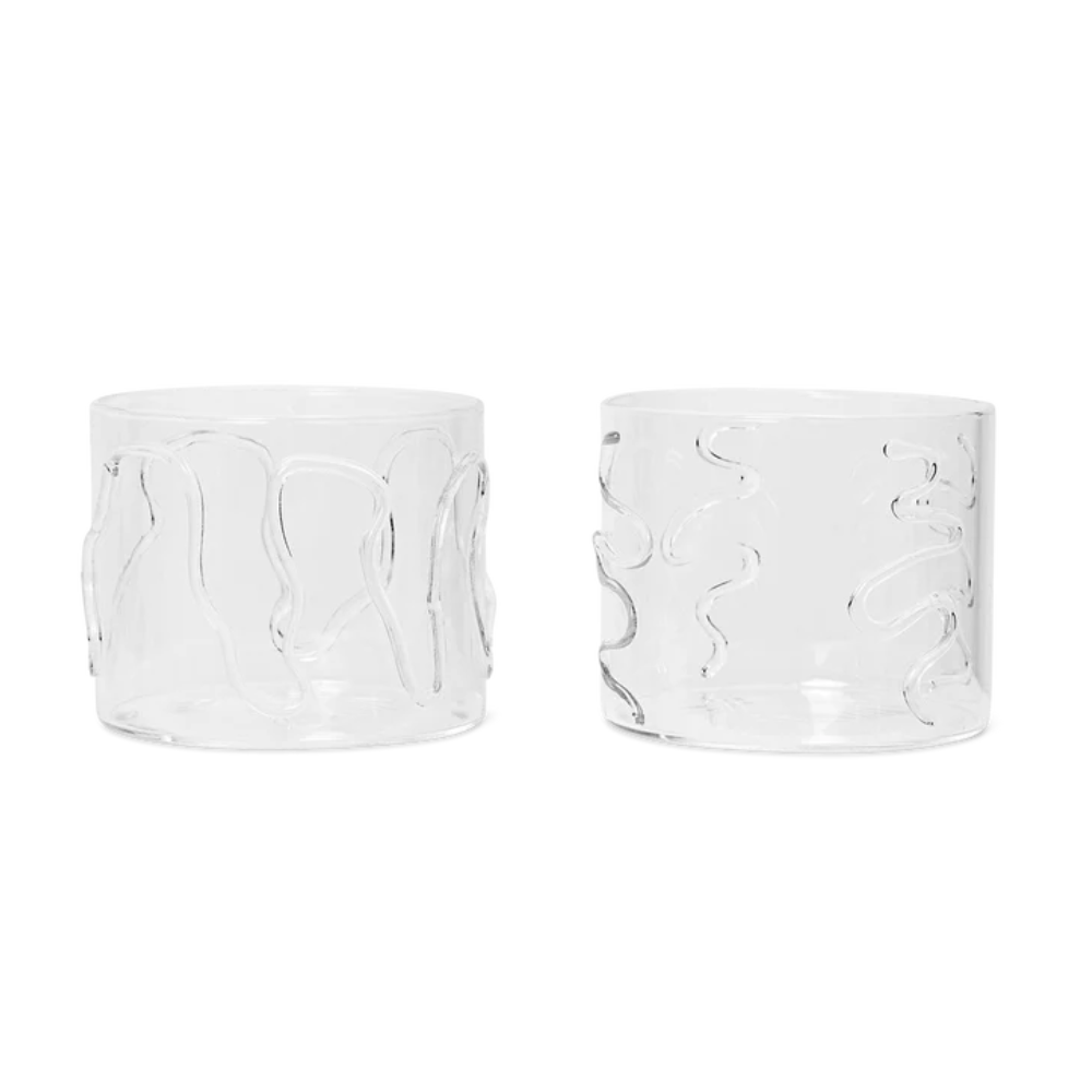 Ferm Living Doodle Glasses - Set of 2 - Low - Clear