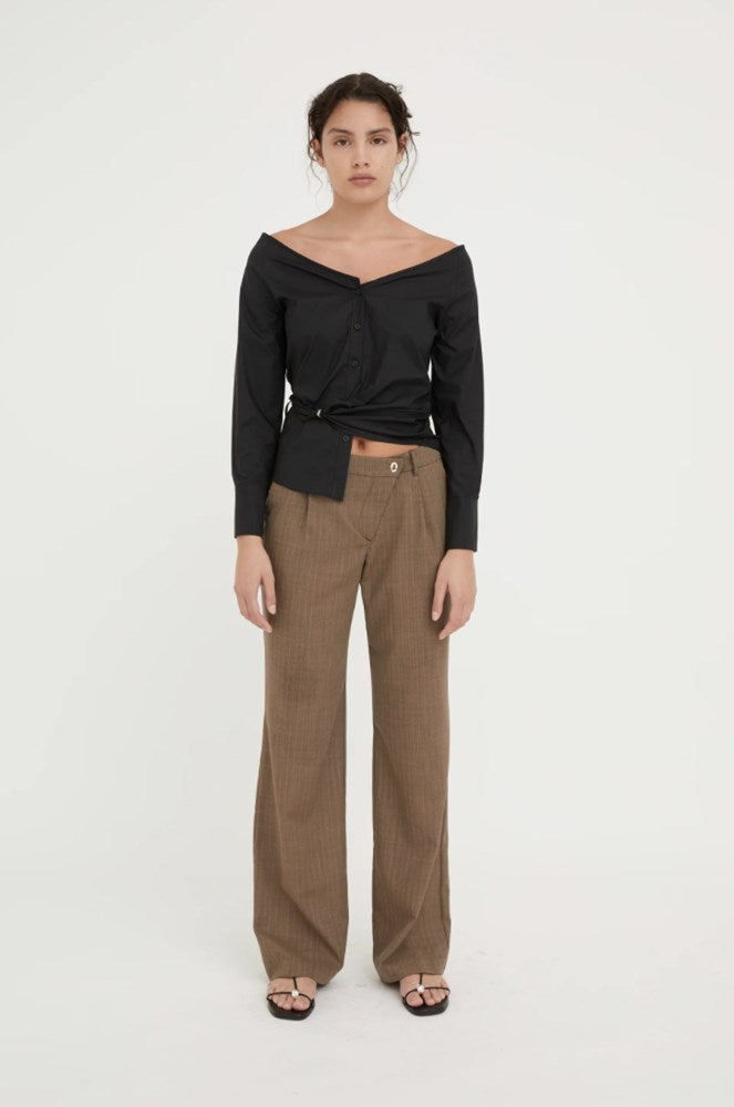 Hyde & Stone - Ines Wool Trouser - Chocolate Stripe