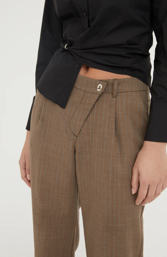 Hyde & Stone - Ines Wool Trouser - Chocolate Stripe