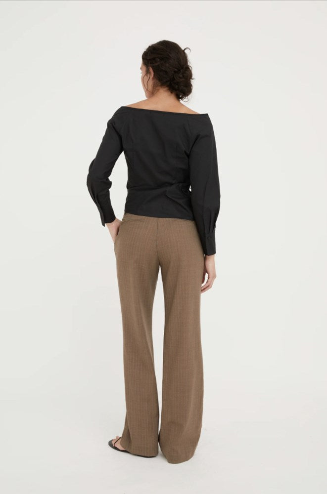 Hyde & Stone - Ines Wool Trouser - Chocolate Stripe