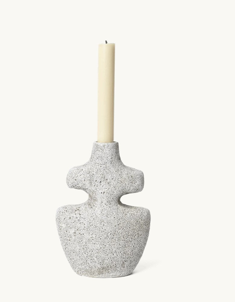 Fem Living - Yara Candle Holder, medium - grey pumice