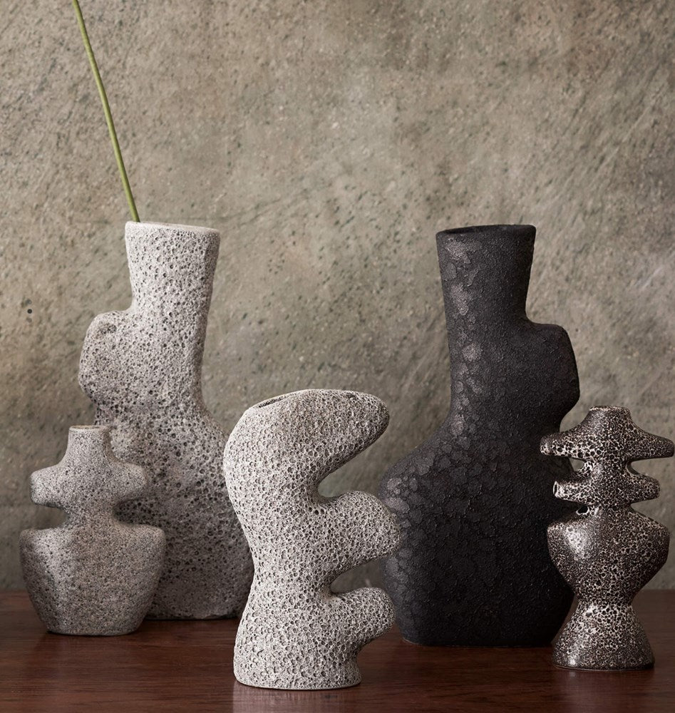 Fem Living - Yara Candle Holder, medium - grey pumice