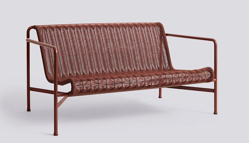 HAY - Palissade Cord Dining Bench with Armrest - Iron Red - PRE ORDER