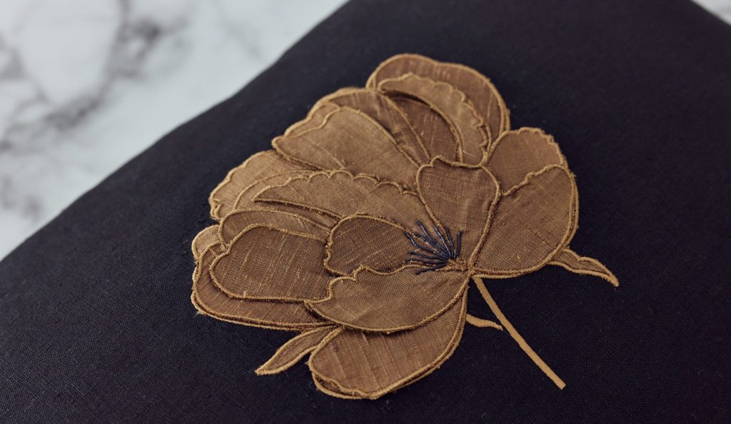 Ifuru Cooper Silk Flower on Black Linen
