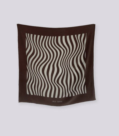 JACE BANU Ayma Silk Scarf Cream and Chocolate