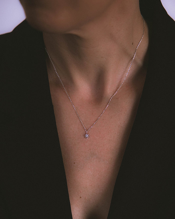 Constellate - Markus Aurelius 18ct White Gold Single Star Diamond Necklace