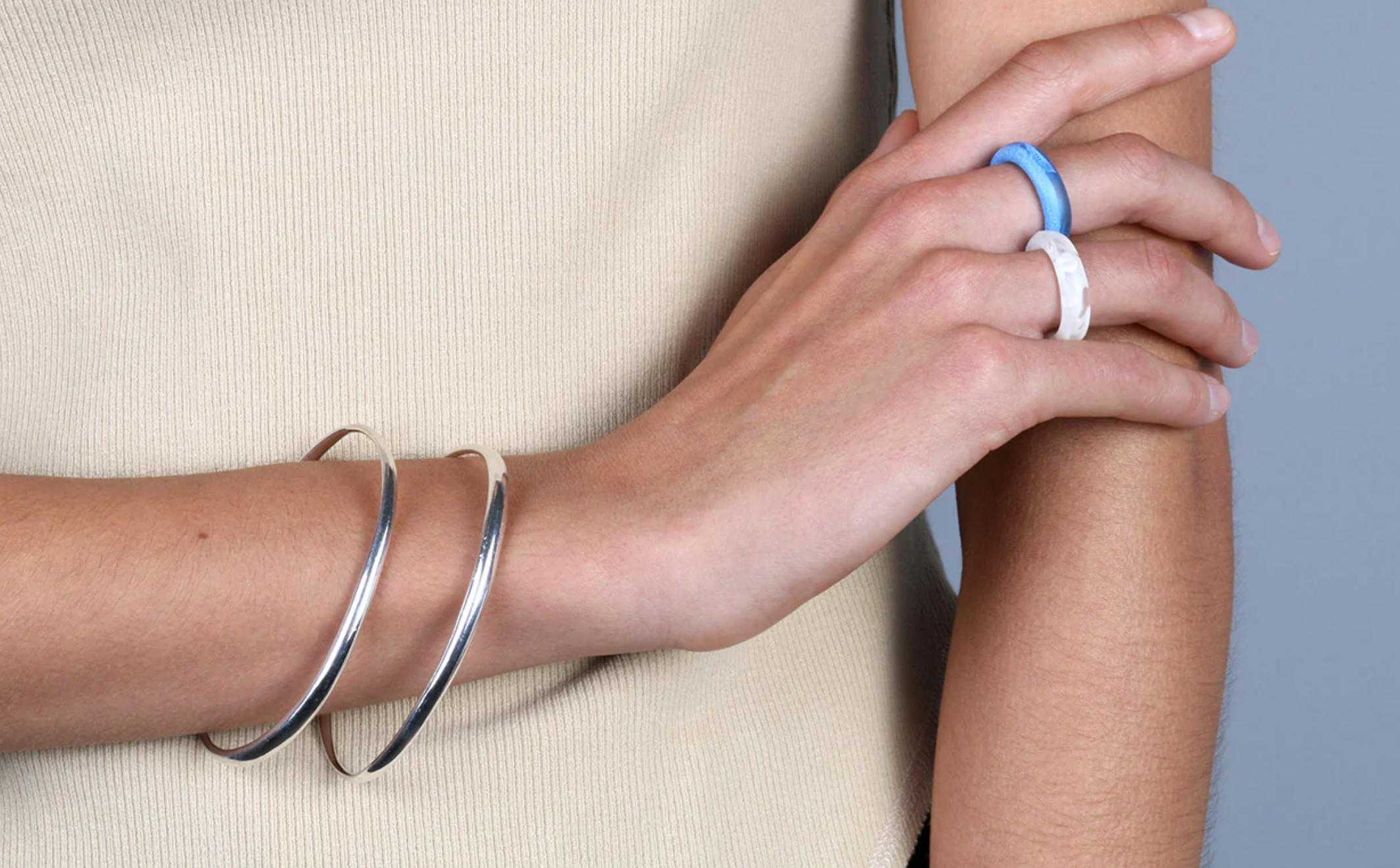 Dinosaur Design Accessories - Pebble Silver Bangle - Silver