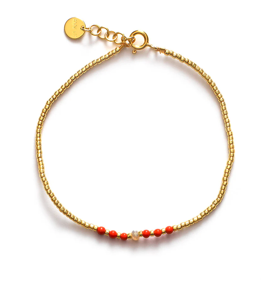 ANNI LU- Bead & Gem Bracelet - Corail