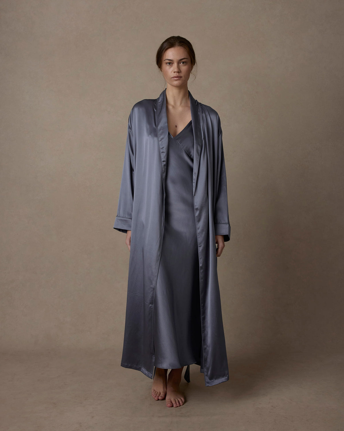 Cultiver - Silk Robe - Steel Blue M/L