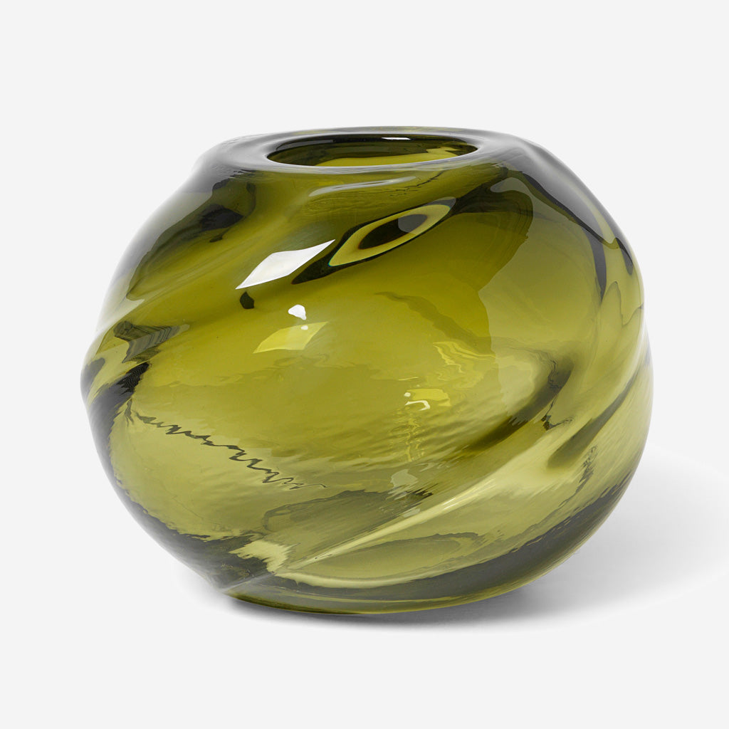 Ferm Living Water Swirl Vase Round Moss Green