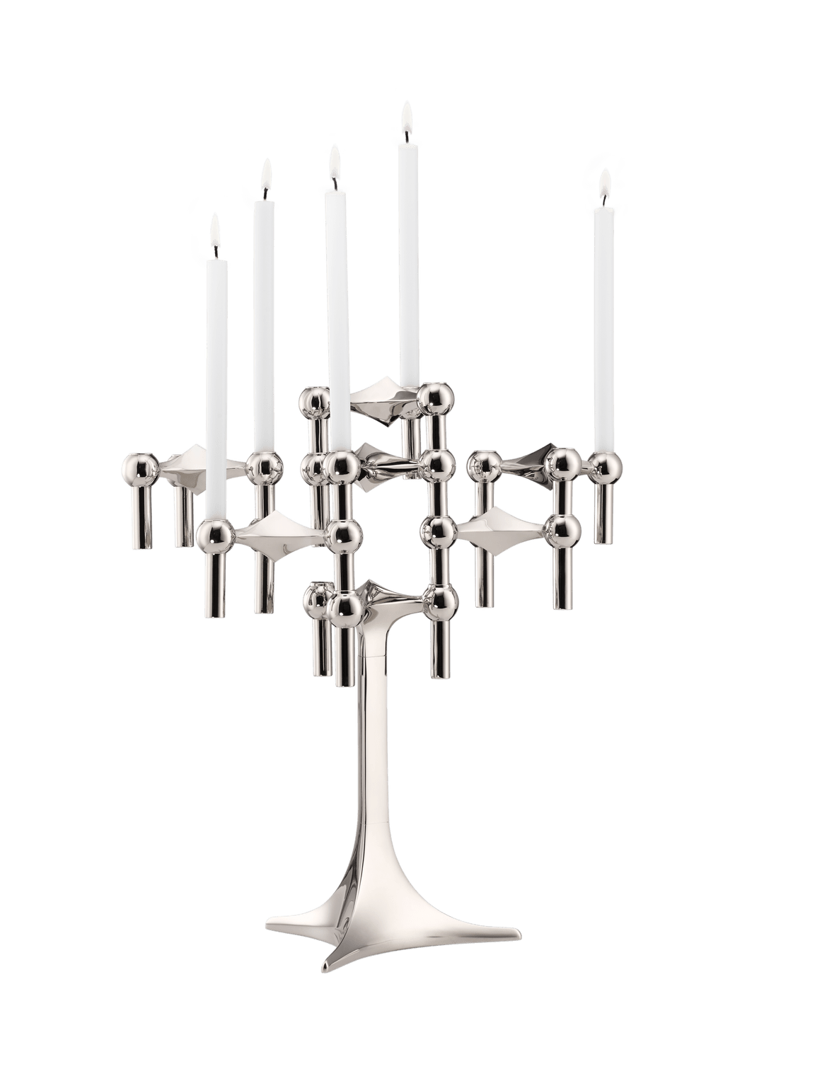 STOFF Nagel Candle Stand + Candle Holder COMPLETE - configuration 3 - Chrome