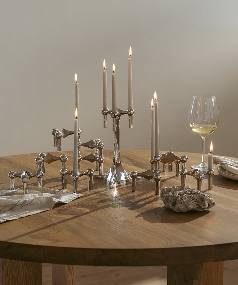 STOFF Nagel - Taper Candle Holder Set 3pcs - Chrome Configuration 2