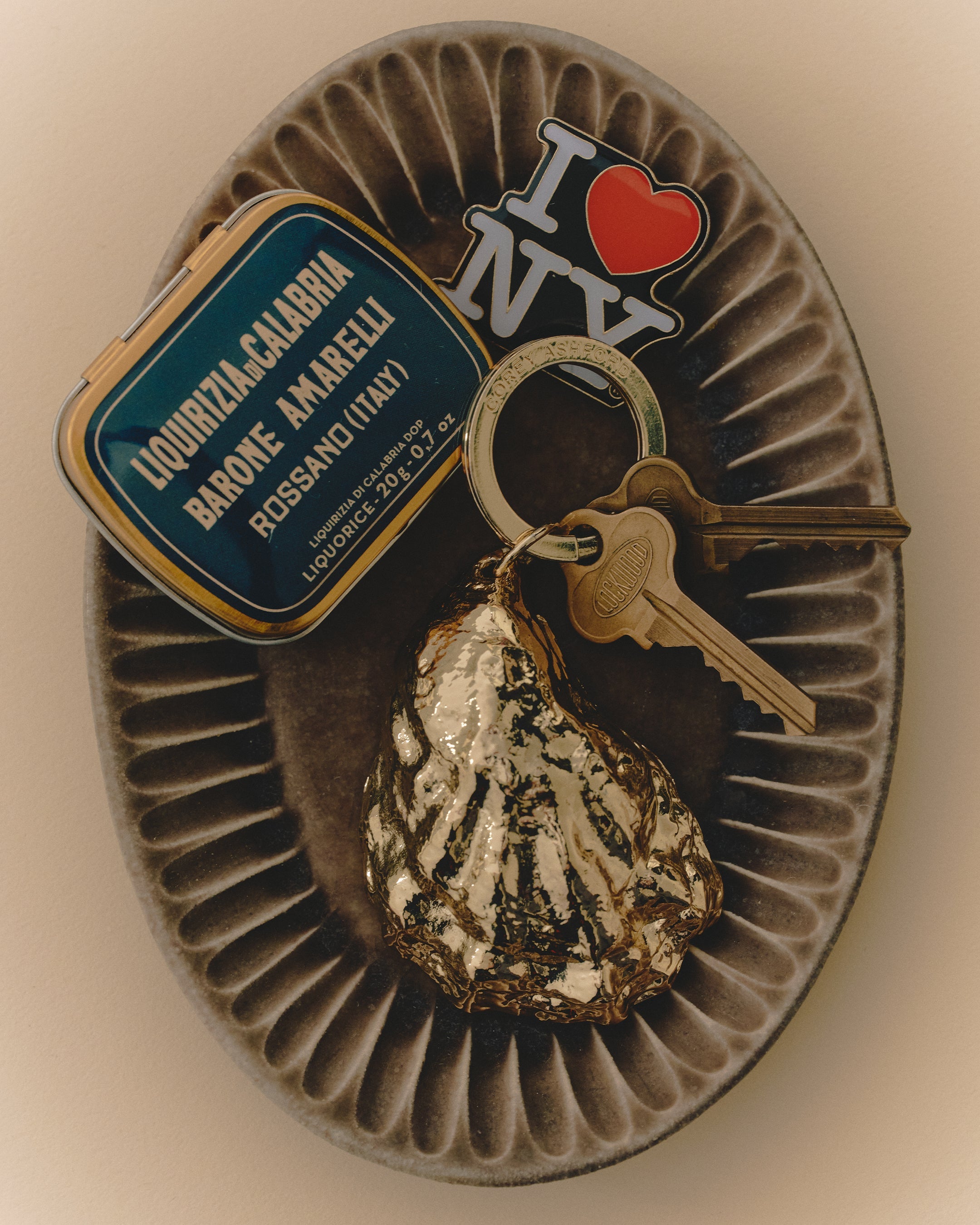Corey Ashford - Oyster Keyring - Gold