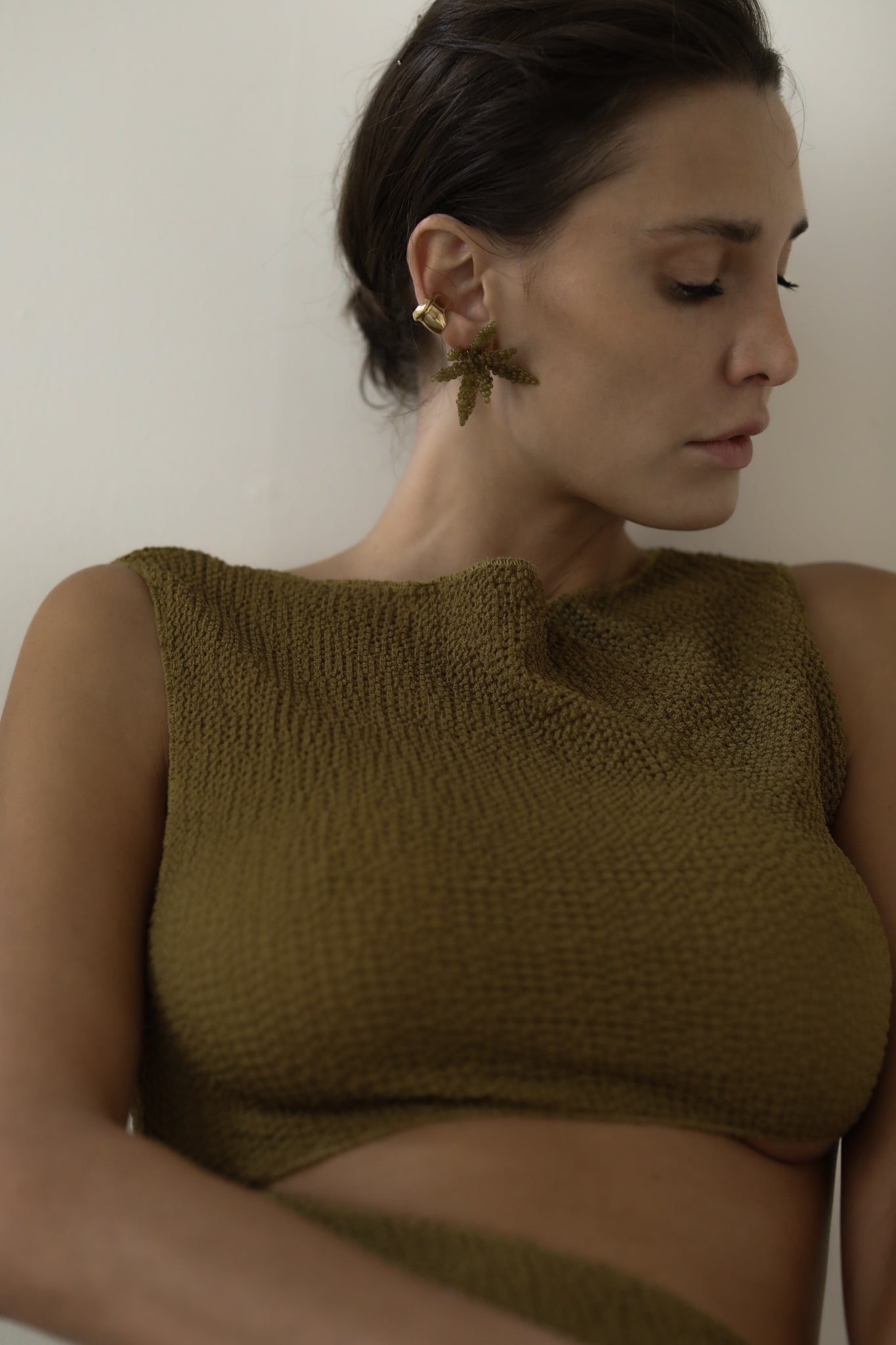 A.B Ellie Hayden Stud Earrings - Post/Olive