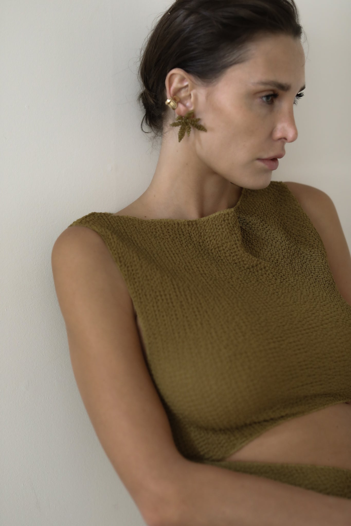 A.B Ellie Hayden Stud Earrings - Post/Olive