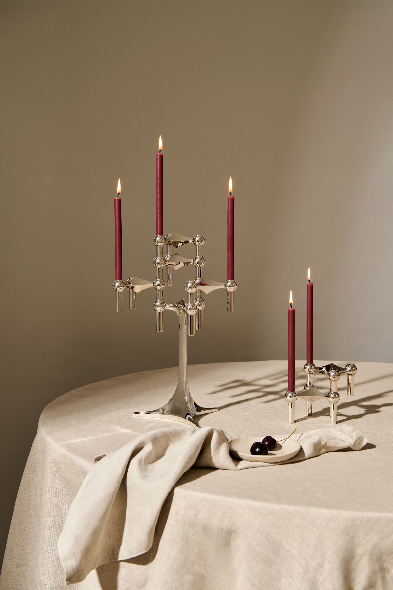 STOFF Nagel Candle Stand + Candle Holder COMPLETE - configuration 3 - Chrome