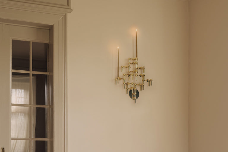 STOFF Nagel - Wall Hanger + candle holders COMPLETE- configuration 3- Brass