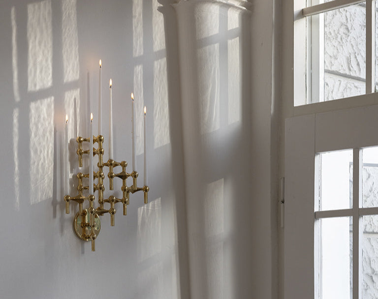 STOFF Nagel - Wall Hanger + candle holders COMPLETE- configuration 3- Brass