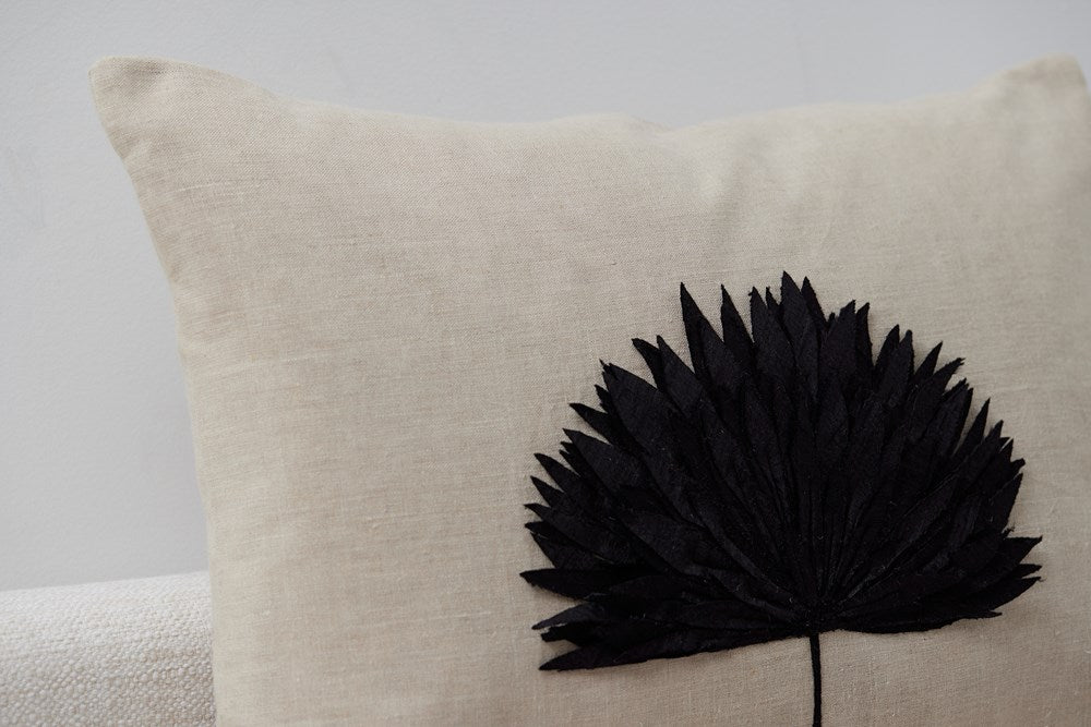 Maymura Black Silk Palm cushion cover