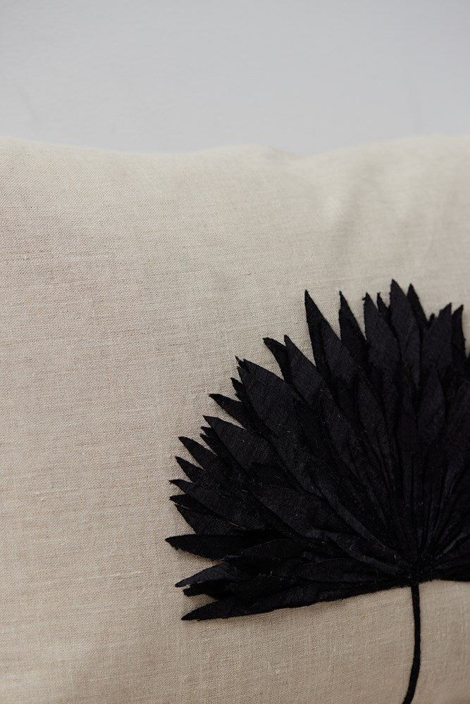 Maymura Black Silk Palm cushion cover