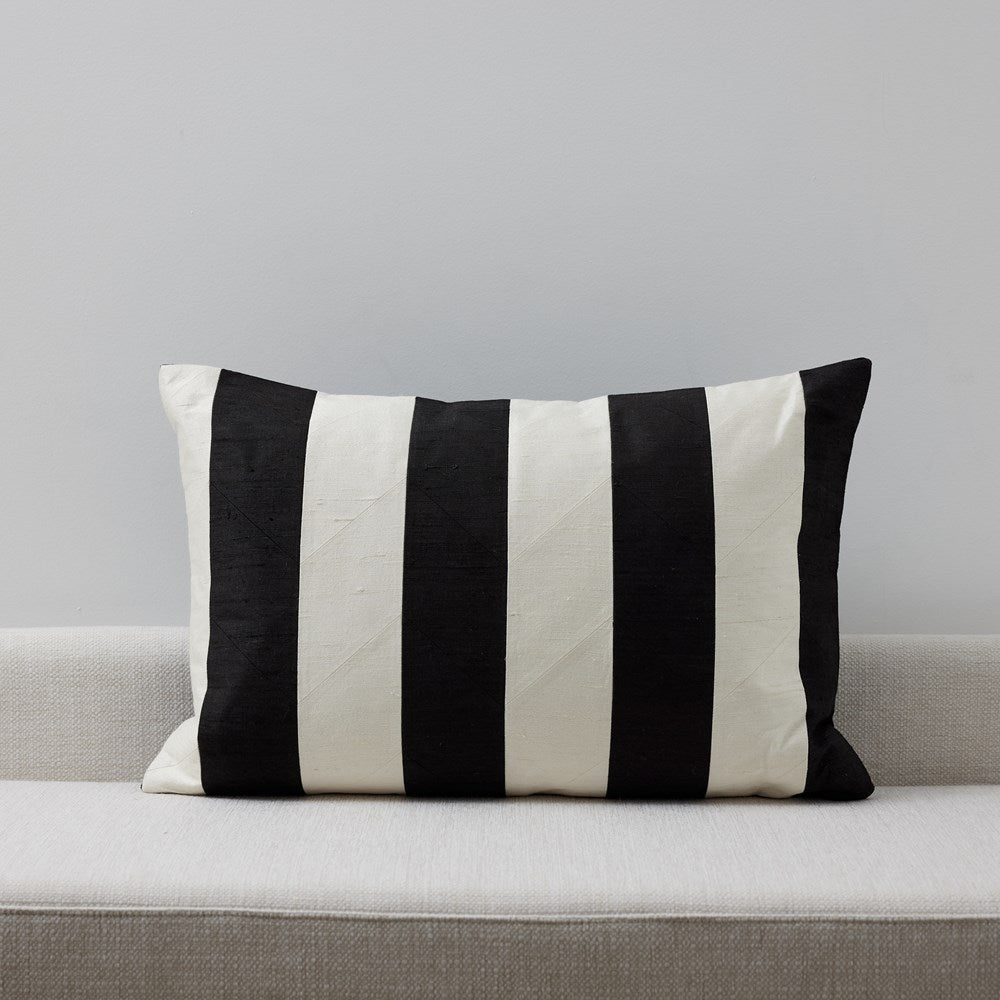 Stripe Silk Applique Cushion cover
