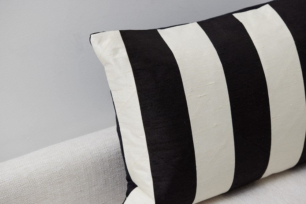 Stripe Silk Applique Cushion cover