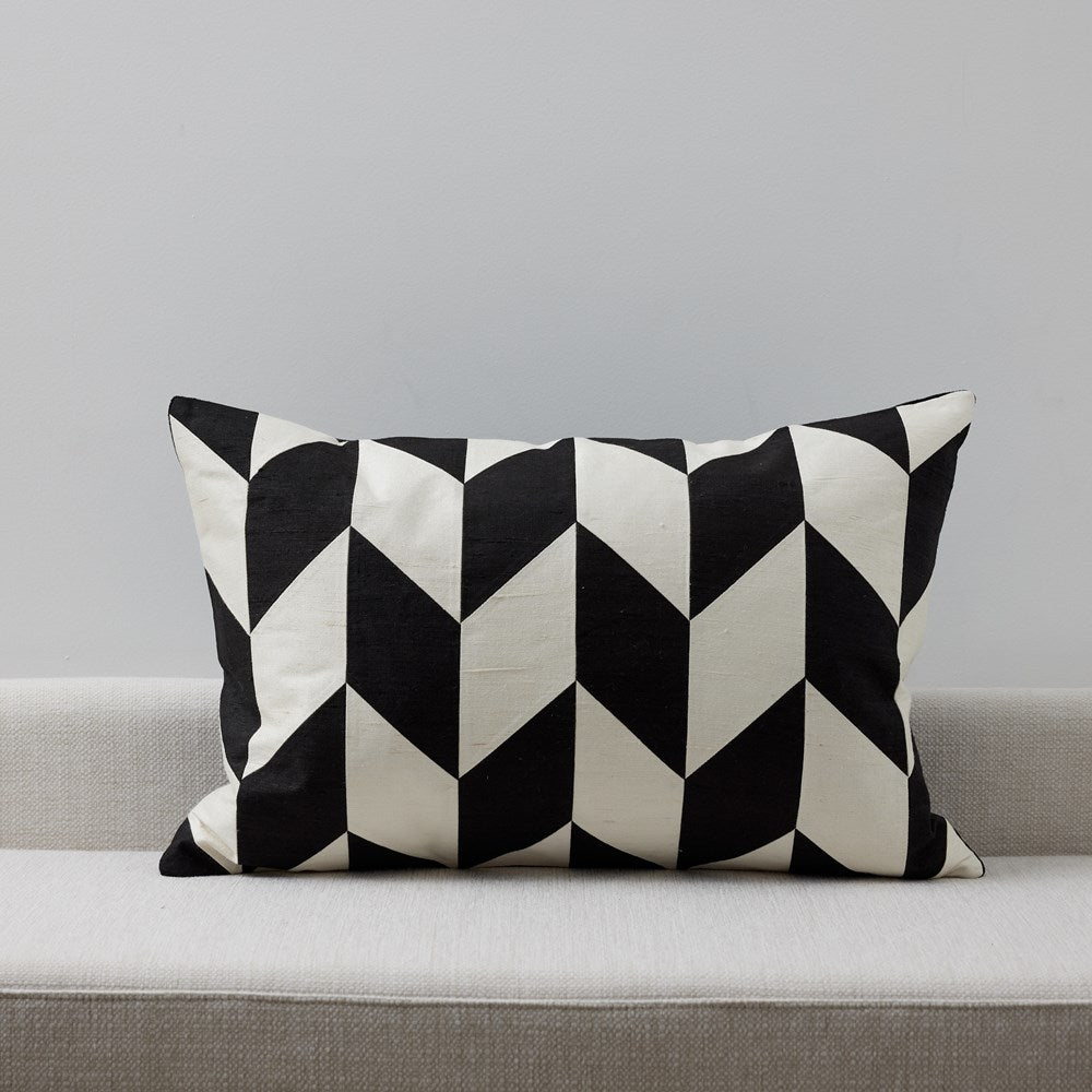 Chevron Silk Applique cushion cover