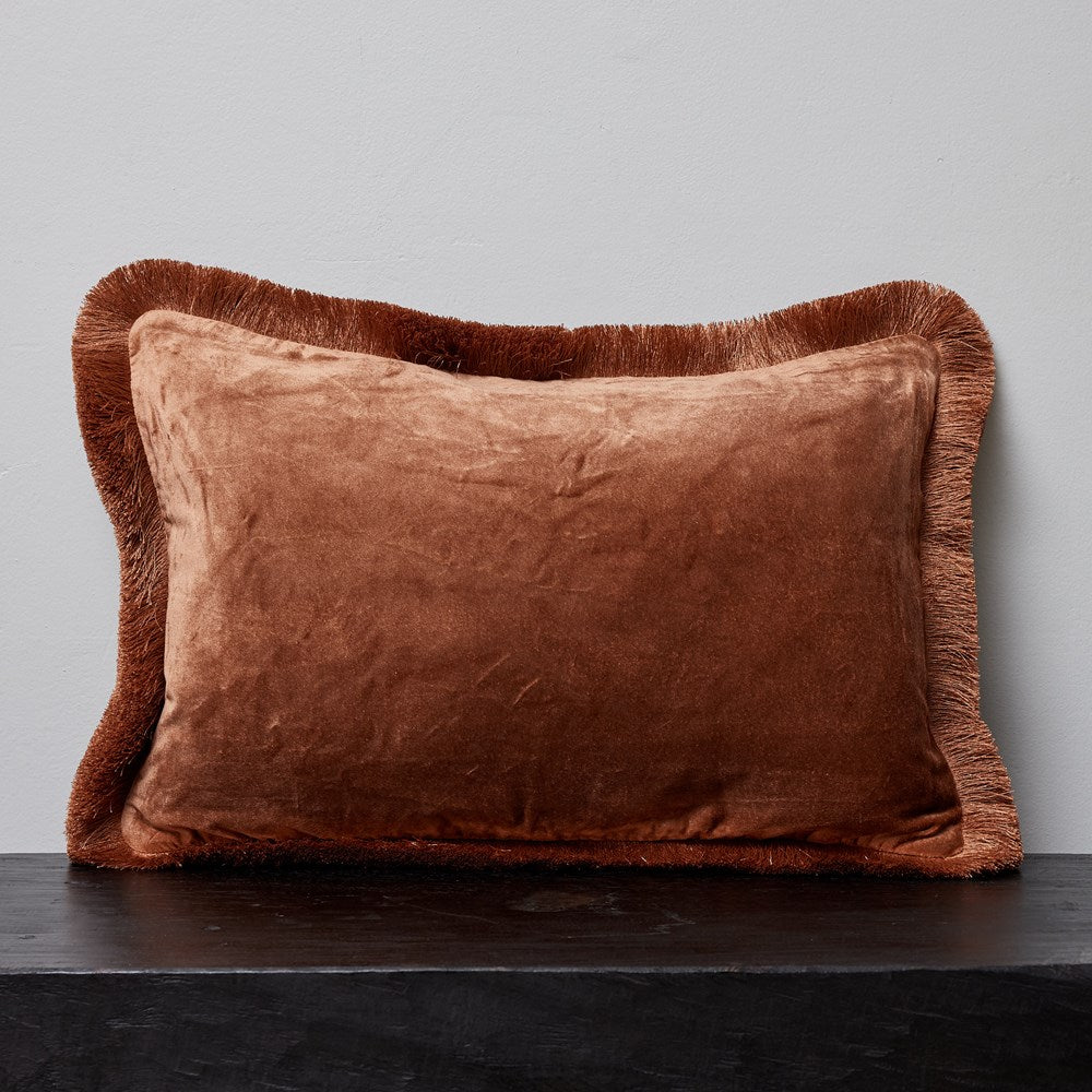 tulay cushion - fringe - RUST