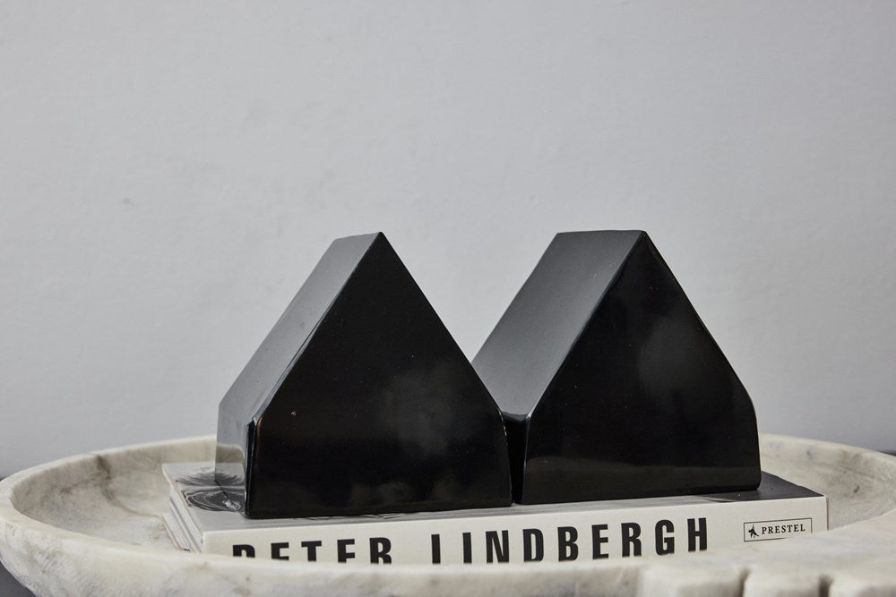 Pair of Hand Cast Glass Sculpture Book Ends