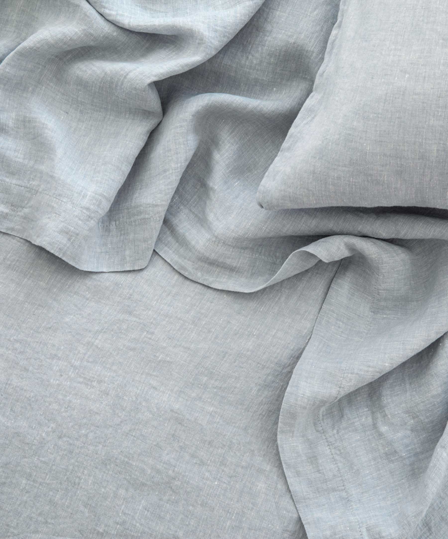Cultiver - Linen Flat Sheet with Border - Sky Queen/King