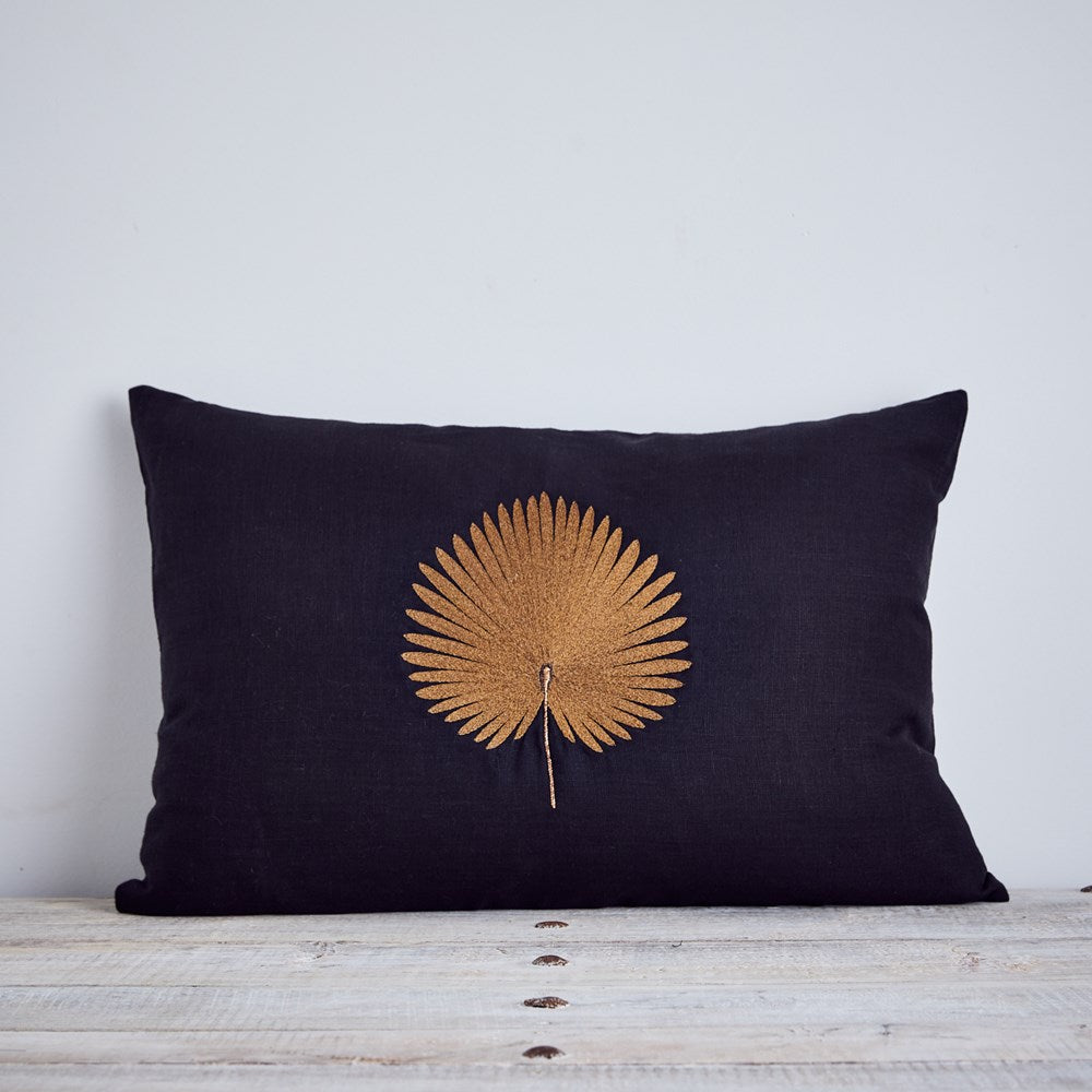 Kava Black Linen cushion cover 60x40
