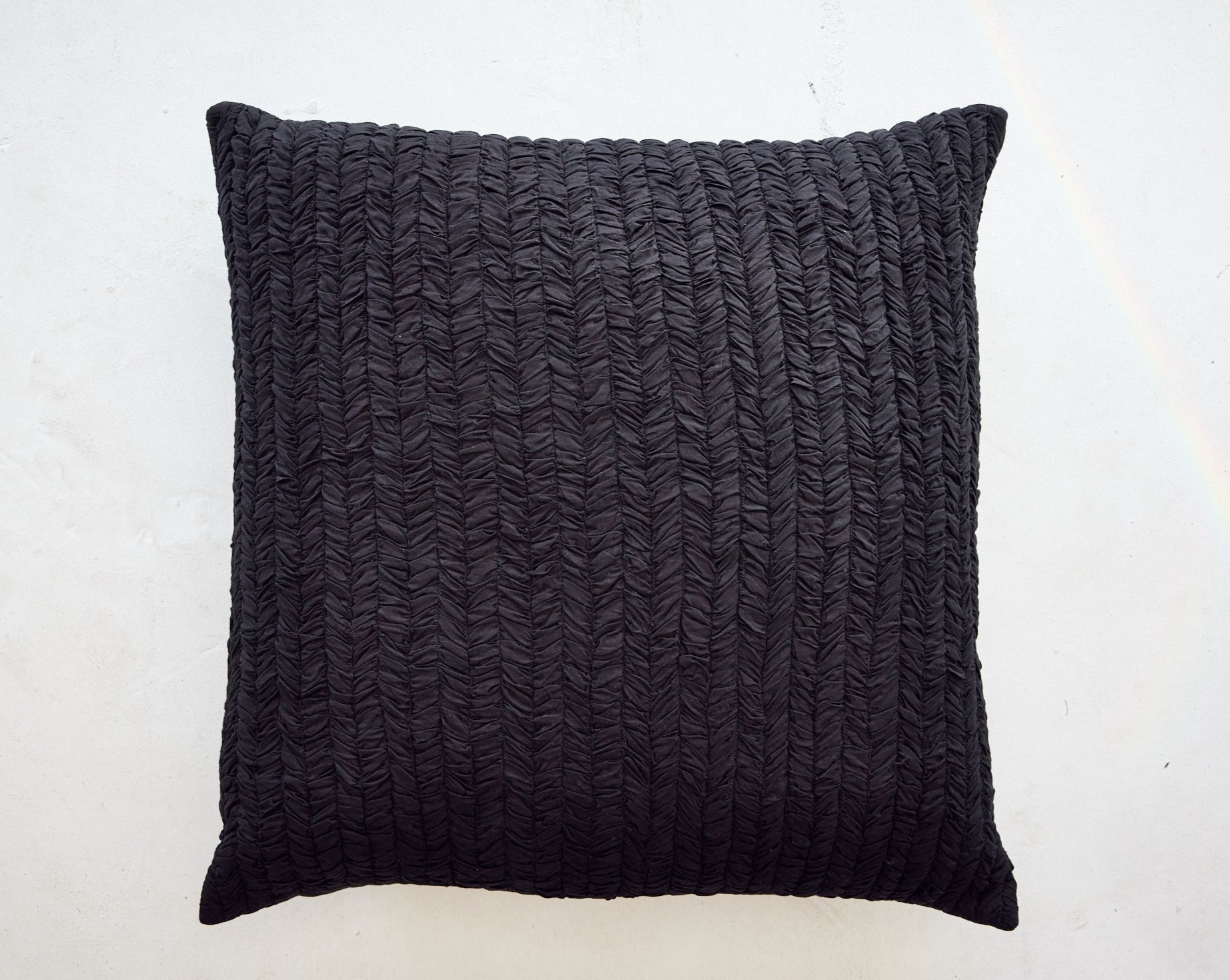 Herringbone handcrafted cotton voile cushion cover - black
