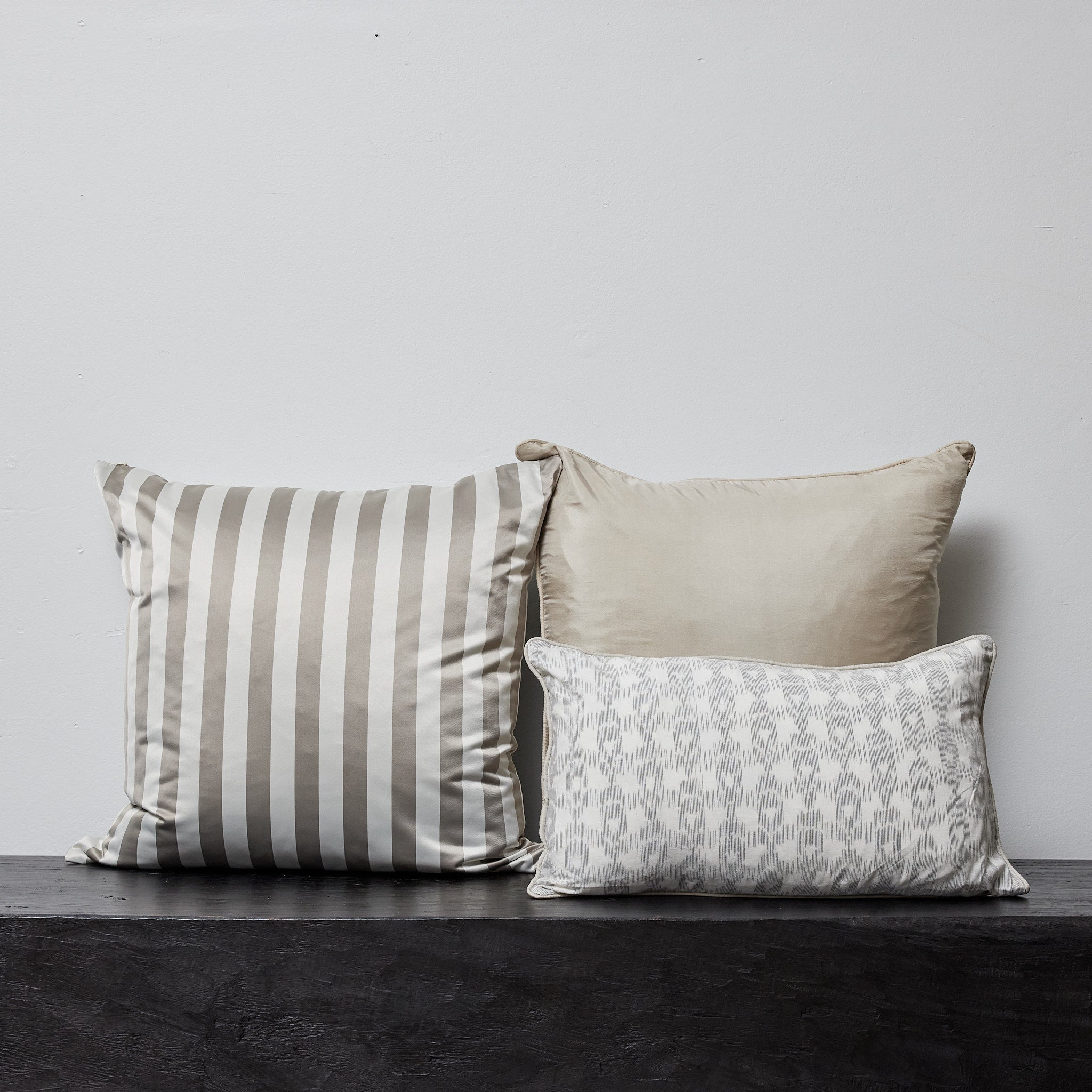 Satin Stripe Woven Taupe & White cushion cover