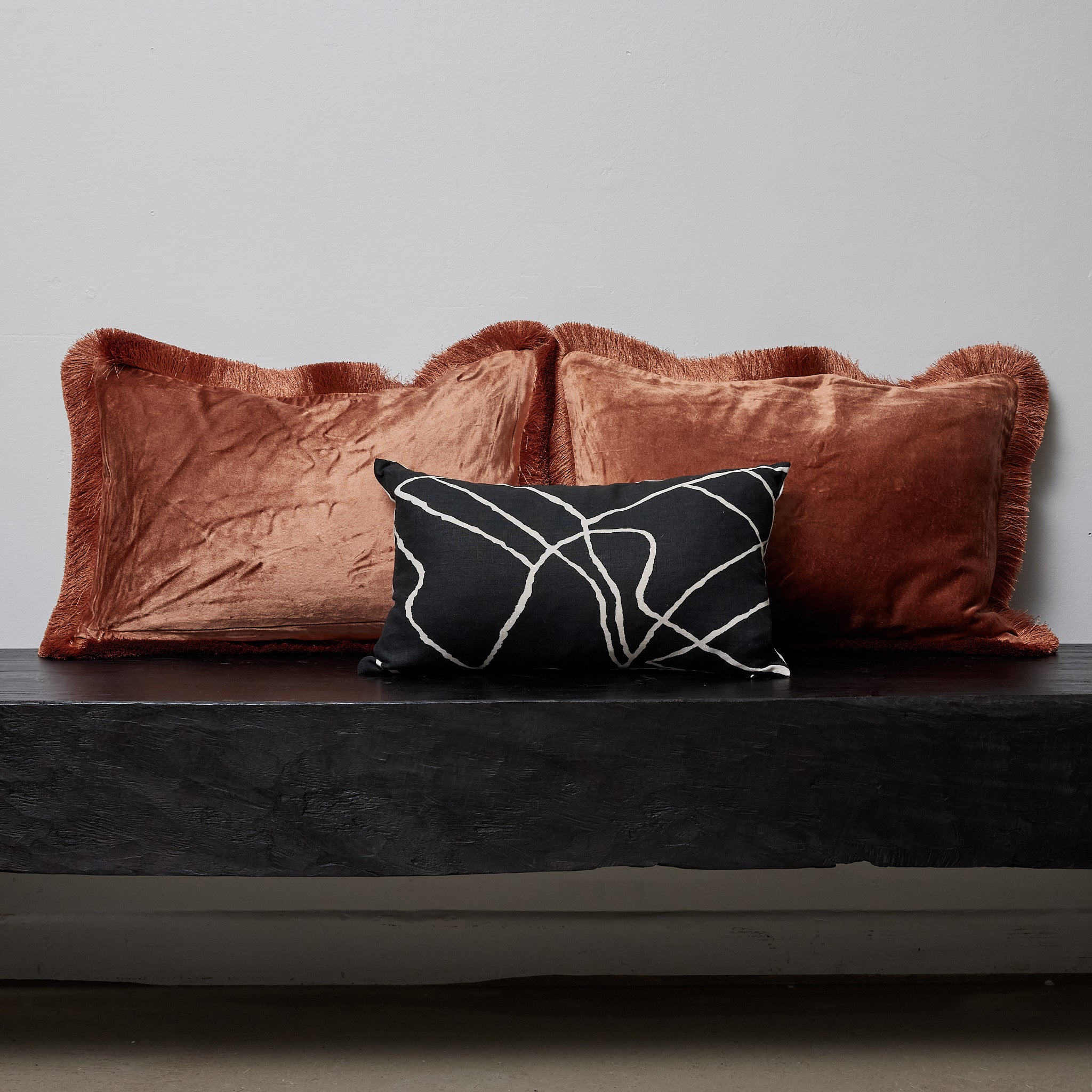 tulay cushion - fringe - RUST