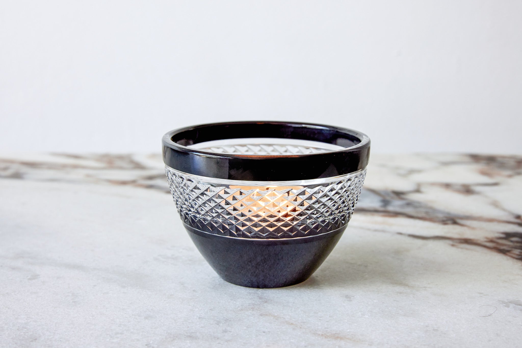 Crystal Hand Crafted Cut Votive/bowl - Black