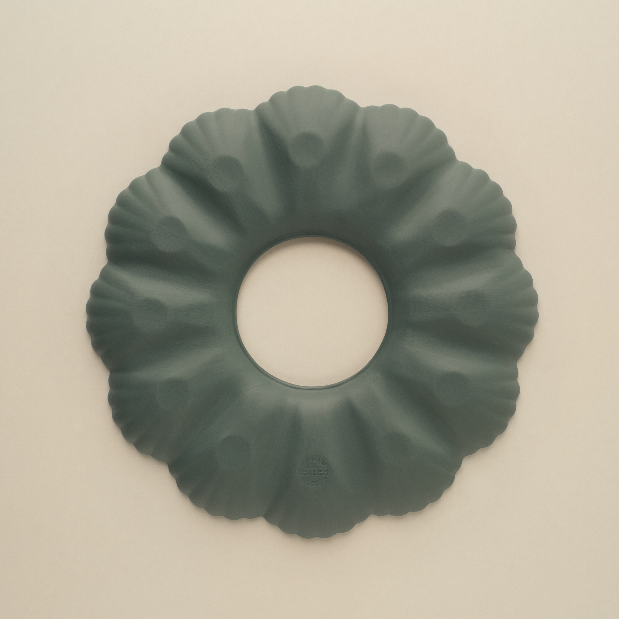 Nattier - Mother of Pearl Oyster Plate Dozen and Bowl in Dark Forest Green Set