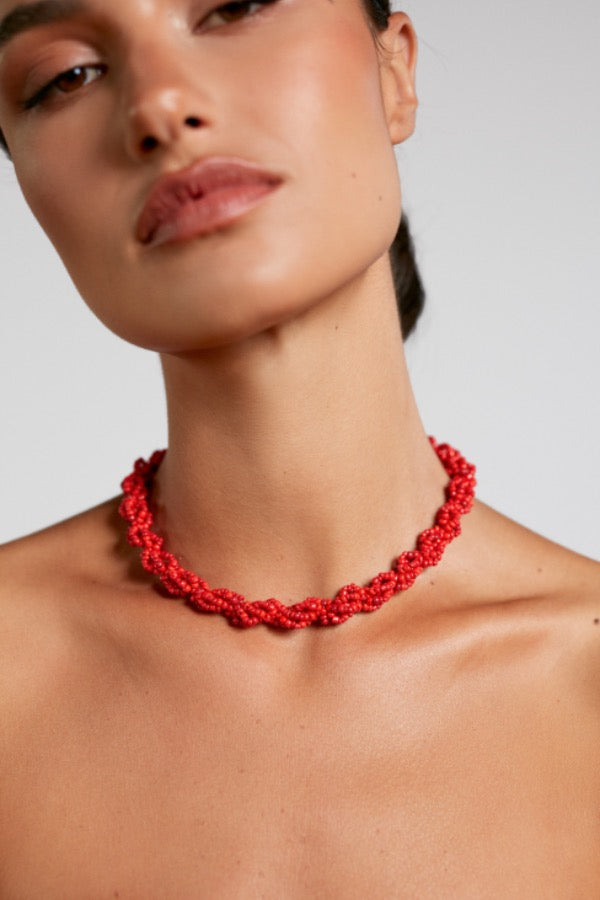 ANNI LU - Scarlet Wave Necklace - Bright Red