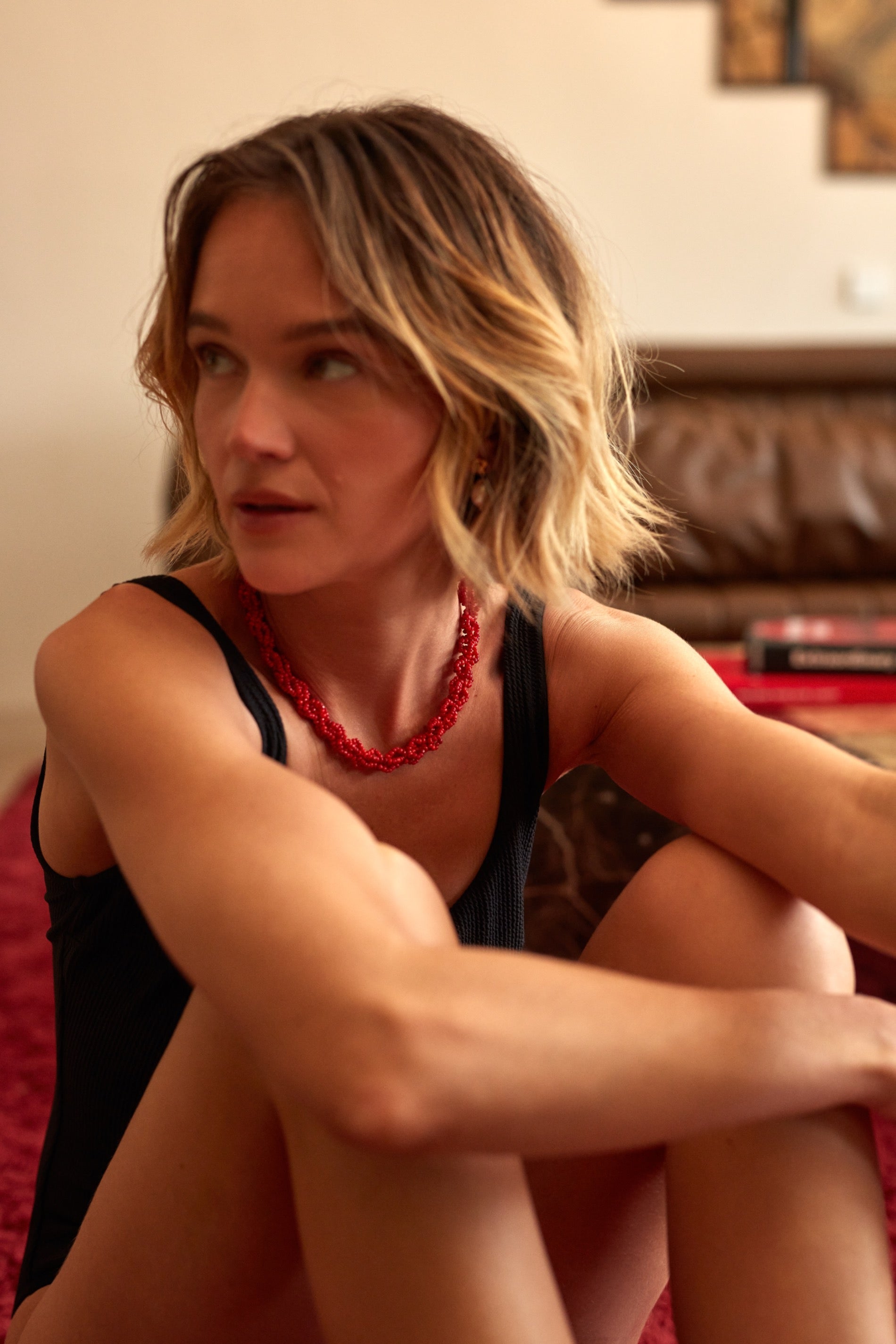 ANNI LU - Scarlet Wave Necklace - Bright Red