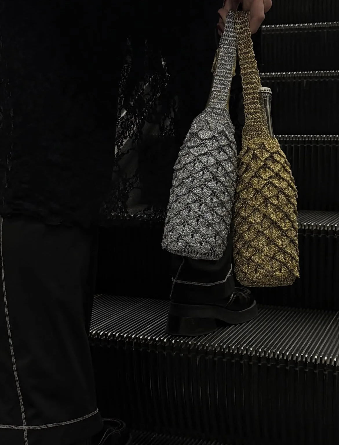IM-ME Studios - Champagne Bottle Bag - Silver