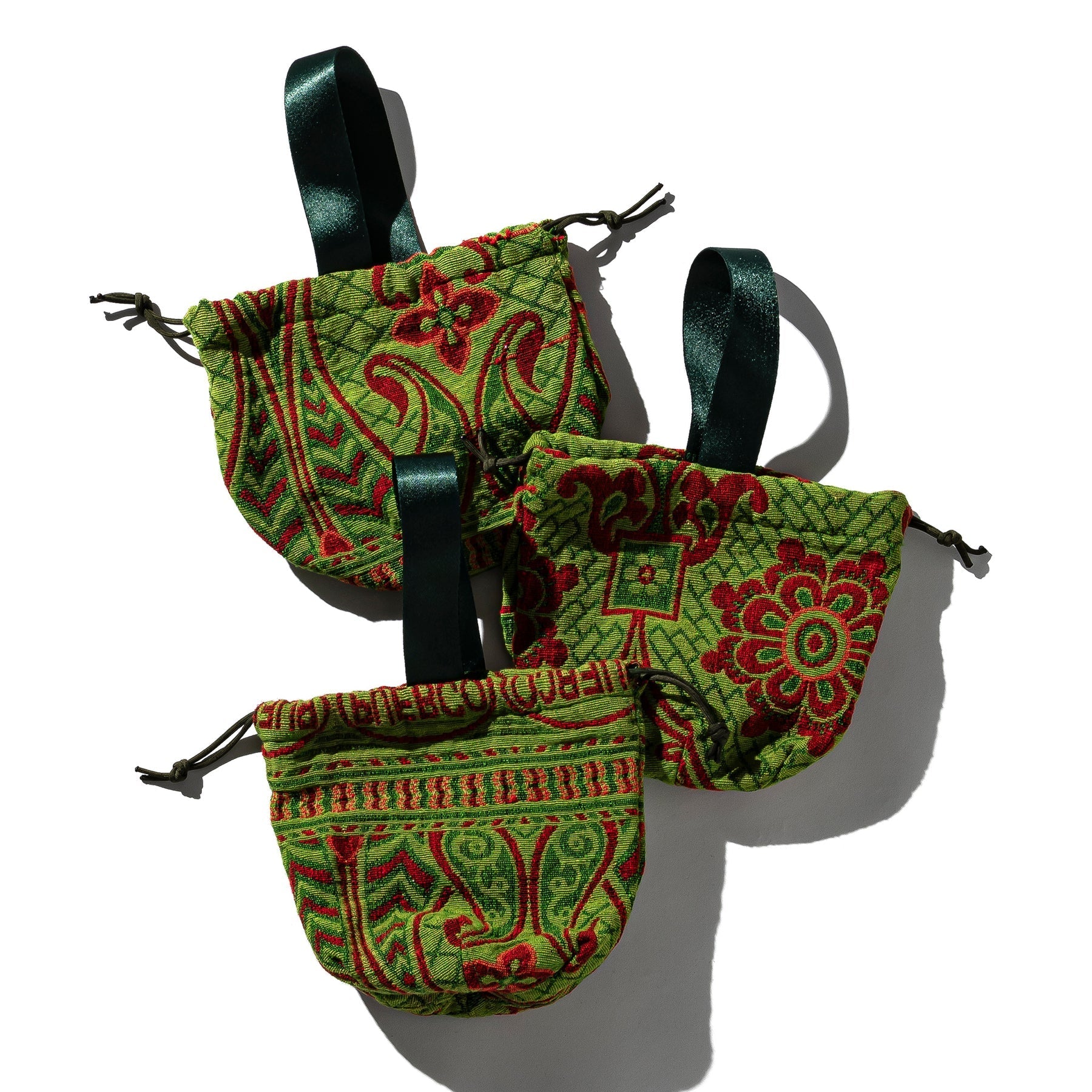 Puebco - Jacquard Fabric Drawstring Bag - Green