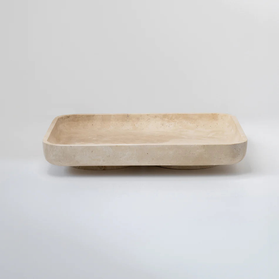 Architect Footed Letter Tray - Beige Travertine