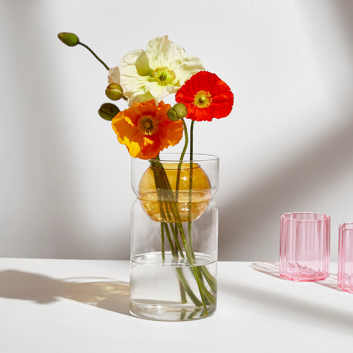 FAZEEK Balance Vase - Clear + Amber