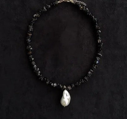 Baby Blue - Black Moon Necklace