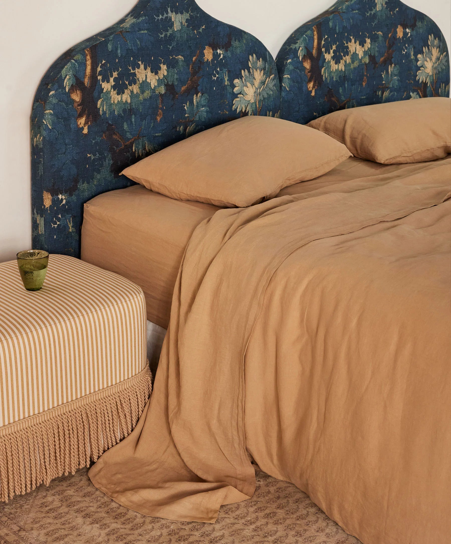 Cultiver - Linen Flat Sheet with Border - Sand